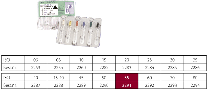 VDW K-Reamer 25 mm nr. 55, 6 stk.