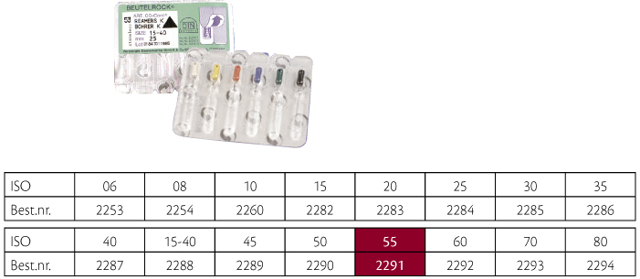 VDW K-Reamer 25 mm nr. 55, 6 stk.