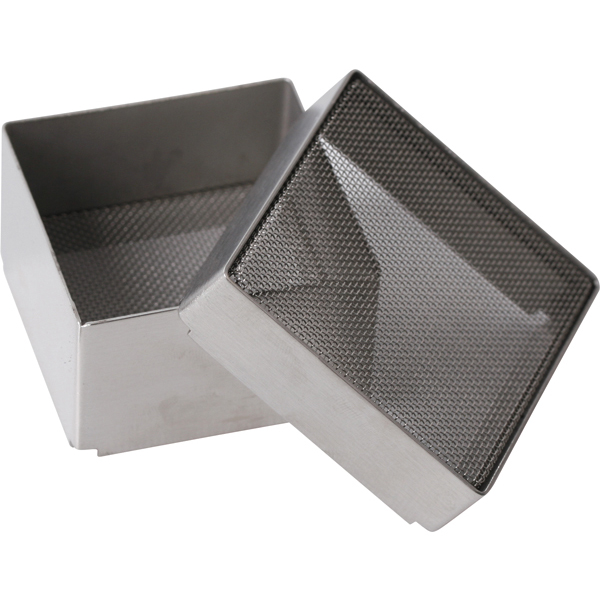 Trådkurv m/låg i rustfrit stål, 5 x 5 x 3 cm