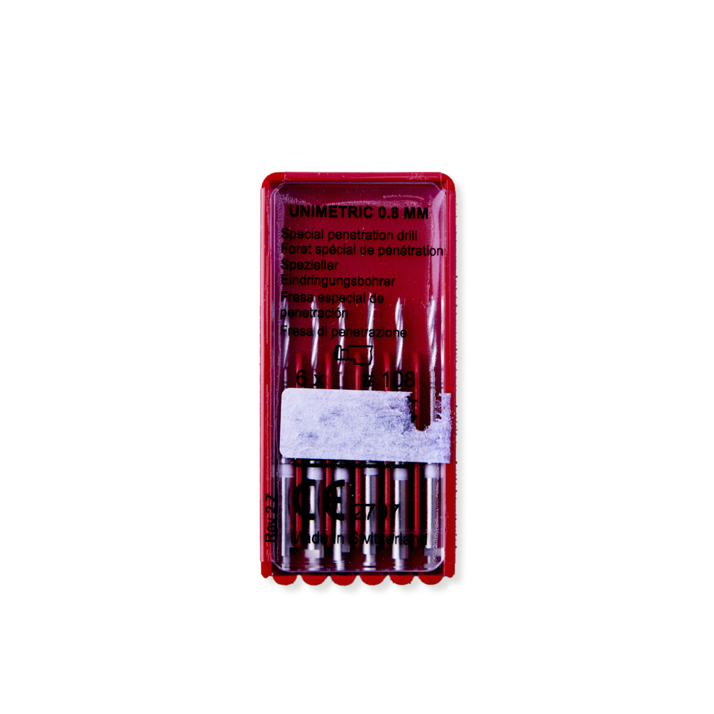 Uniclip gennemtrængningsbor 0,8 mm, hvid, 6 stk.