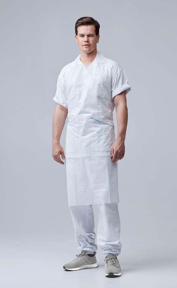 TrioAid plastforkl. u/ærmer engangs, hvid, 40 stk.