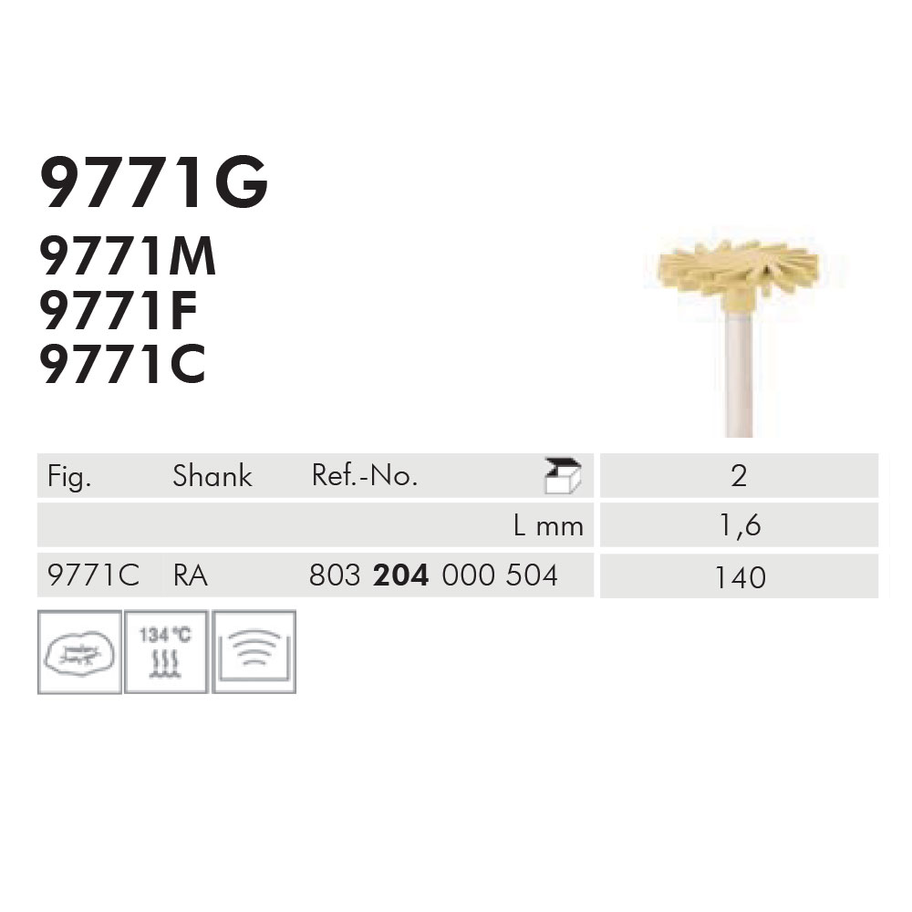 Meisinger polerere spiralhjul RA 9771C/140 gul, 2 stk