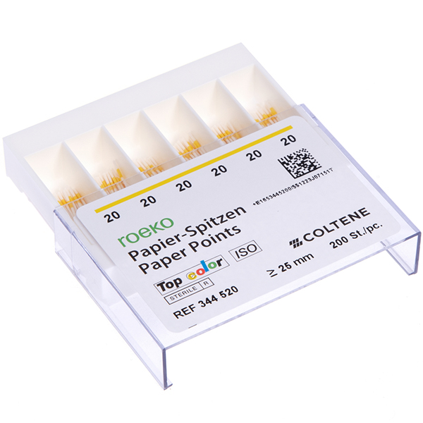 Roeko Top color paperpoints nr. 20, 200 stk.