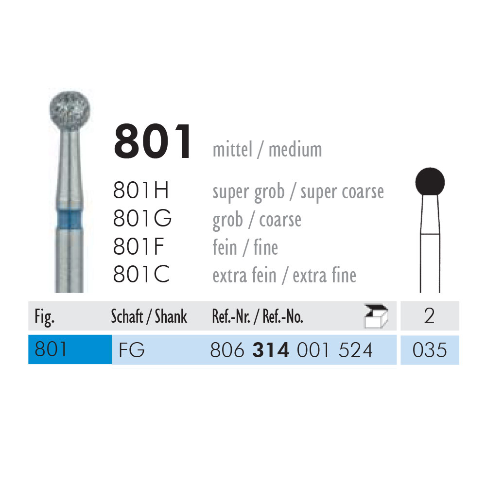 Meisinger diamant rund FG 801/035, blå, 2 stk.