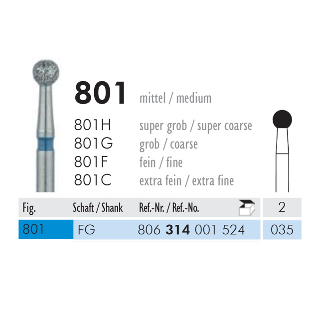 Meisinger diamant rund FG 801/035, blå, 2 stk.