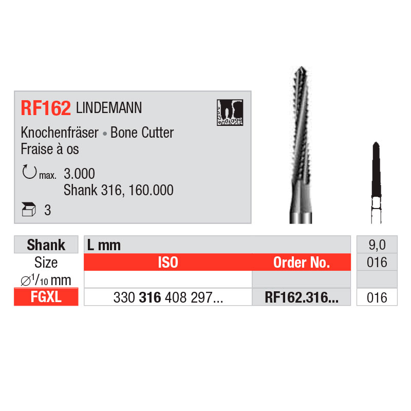 Edenta knoglefr. Lindemann RF162/016 FGXL, 3 stk