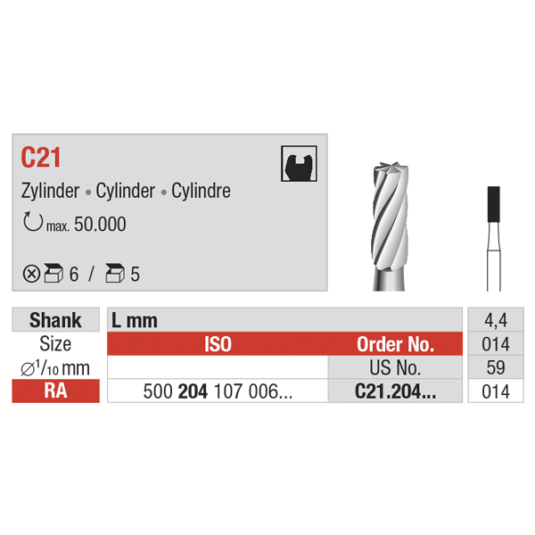 Edenta HM bor cylinder HP C21/014, 6 stk.