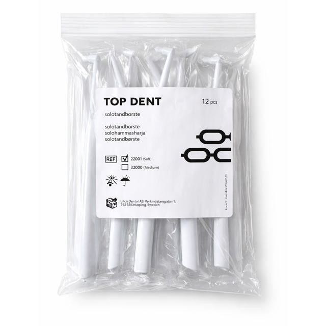 TopDent solotandbørster Soft nr. 2, hvid, 144 stk.