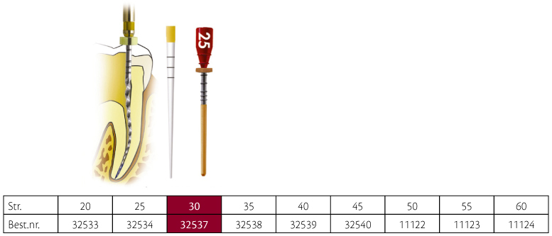 Thermafil obturatorer, 25 mm, nr. 30, 6 stk.