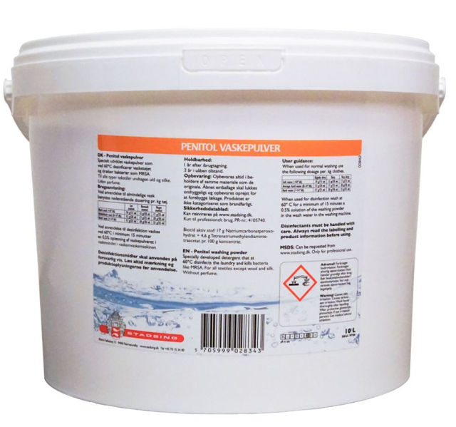 Penitol vaskepulver, parfumefri, 10 kg