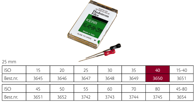 Kerr Hedstrøm file 25 mm nr. 40, 6 stk.