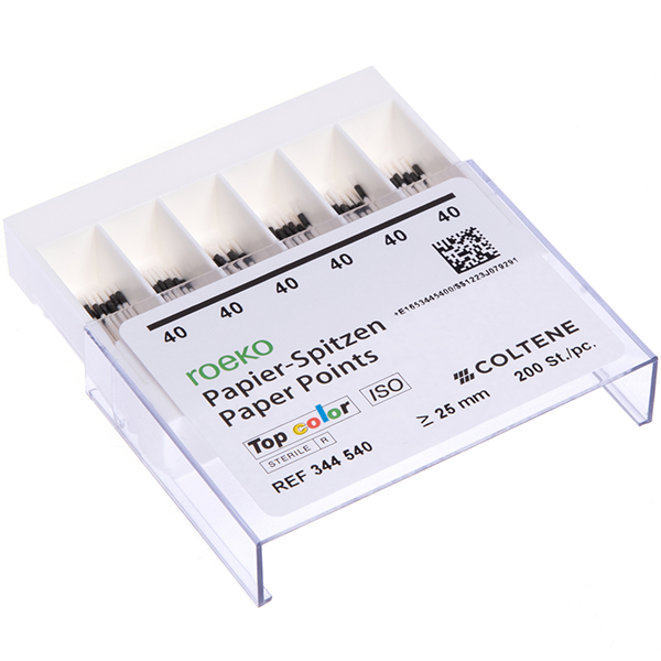 Roeko Top color paperpoints nr. 40, 200 stk.