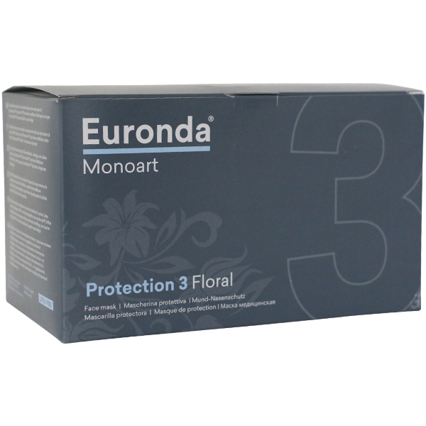 Monoart mundbind type IIR, lilla, blomster, 50stk