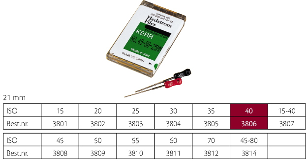 Kerr Hedstrøm file 21 mm nr. 40, 6 stk.