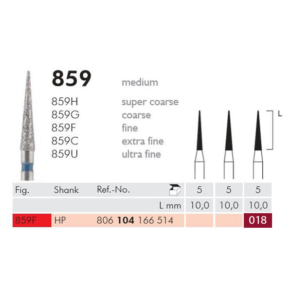 Meisinger diamant konisk HP 859F/018, rød, 5 stk.