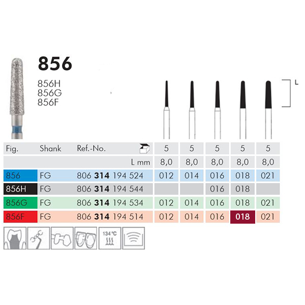Meisinger diamant konisk FG 856F/018, rød, 5 stk.
