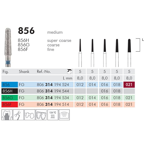 Meisinger diamant konisk FG 856/021, blå, 5 stk.