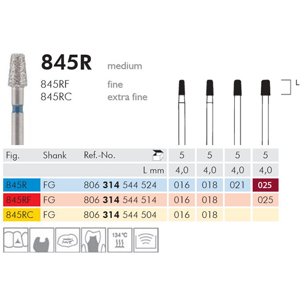 Meisinger diamant konisk FG 845R/025, blå, 5 stk.