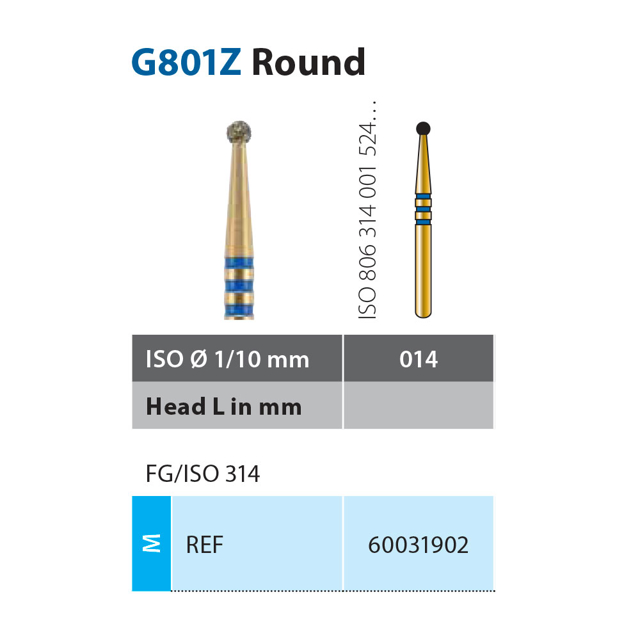 Diatech diamant rund FG ZR801/014, blå, 5 stk.