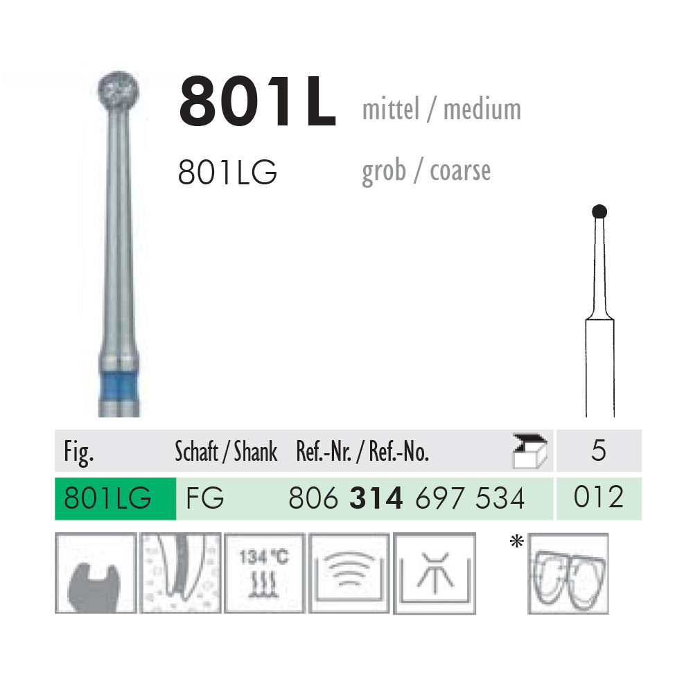 Meisinger diamant FG 801LG/012, grøn, 5 stk.
