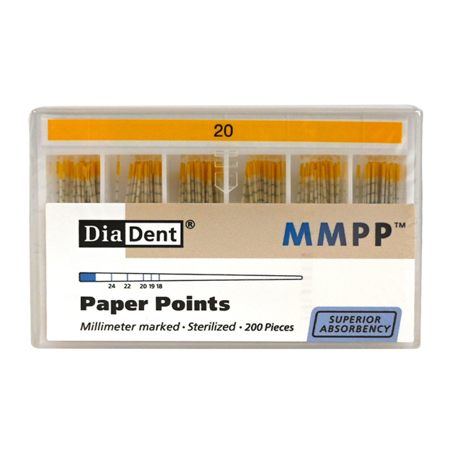 DiaDent paperpoints m. mm-inddeling str 20 200 stk
