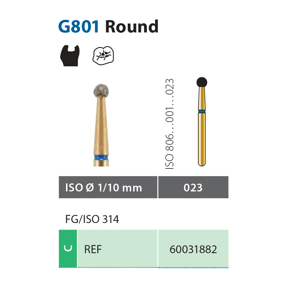Diatech diamant rund FG G801-023-02.3-C, grøn, 5 stk.