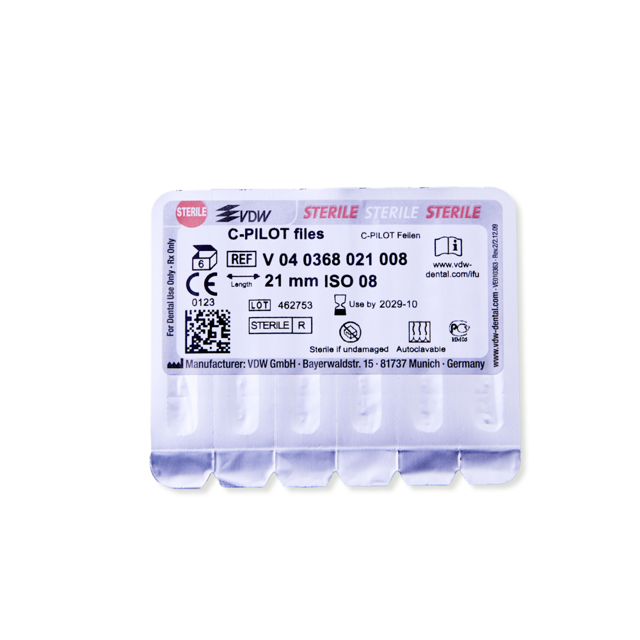 VDW C-Pilot file, 21 mm, nr. 08, 6 stk.