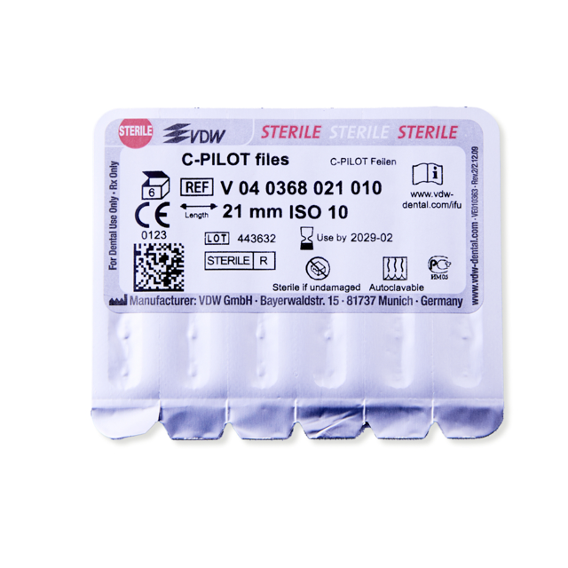 VDW C-Pilot file, 21 mm, nr. 10, 6 stk.