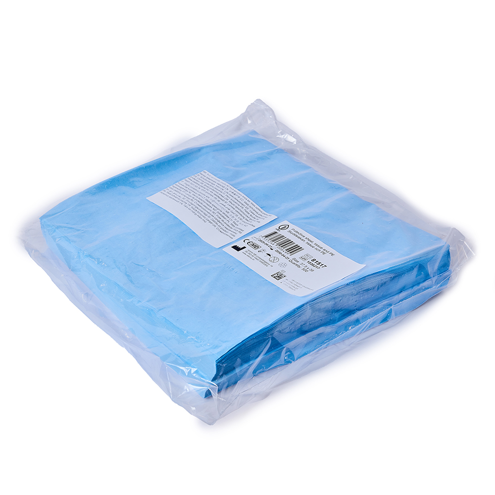 Patientservietter lyseblå m/plast, 38x39cm, 2000st