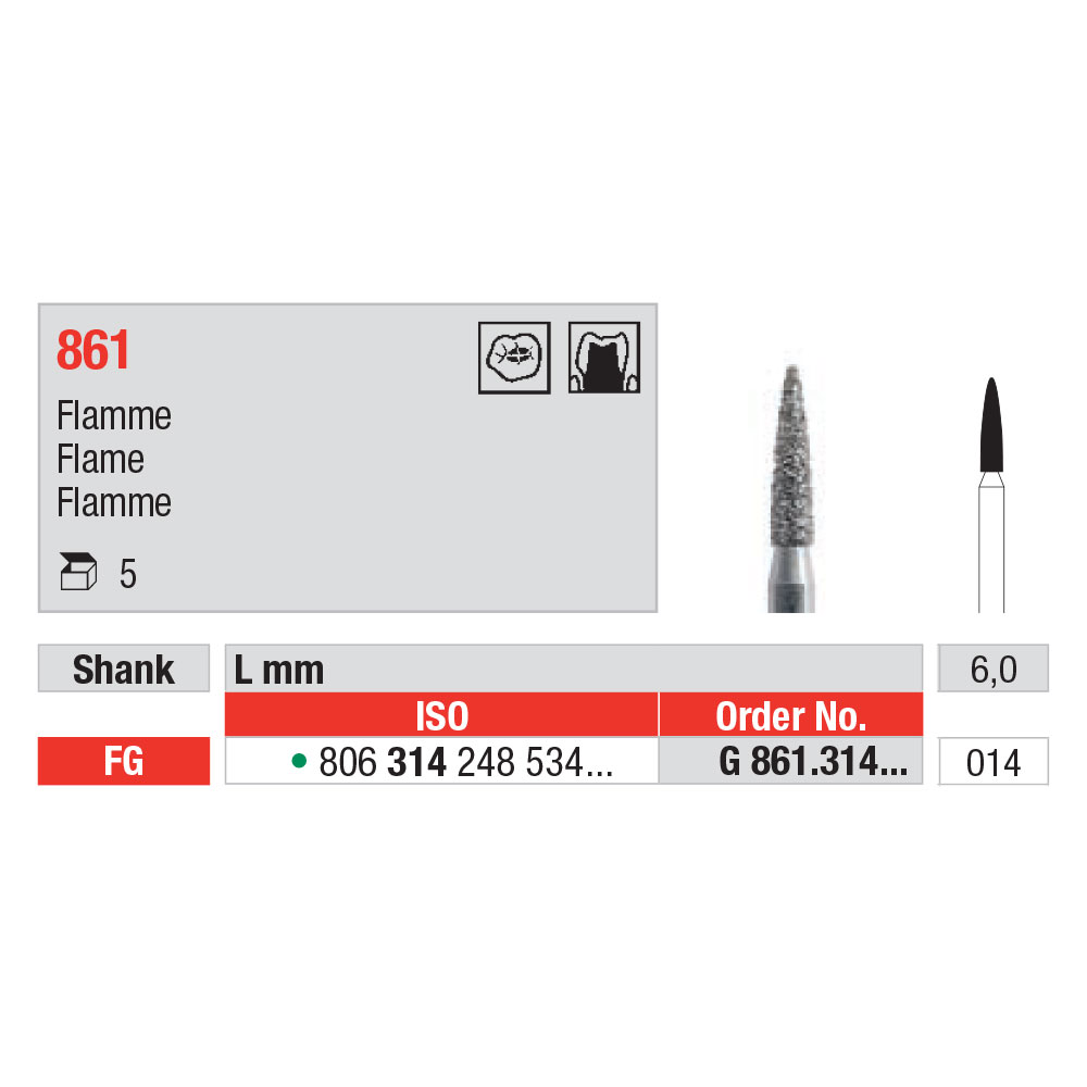 Edenta diamant flamme FG G861/014 grøn, 5 stk.