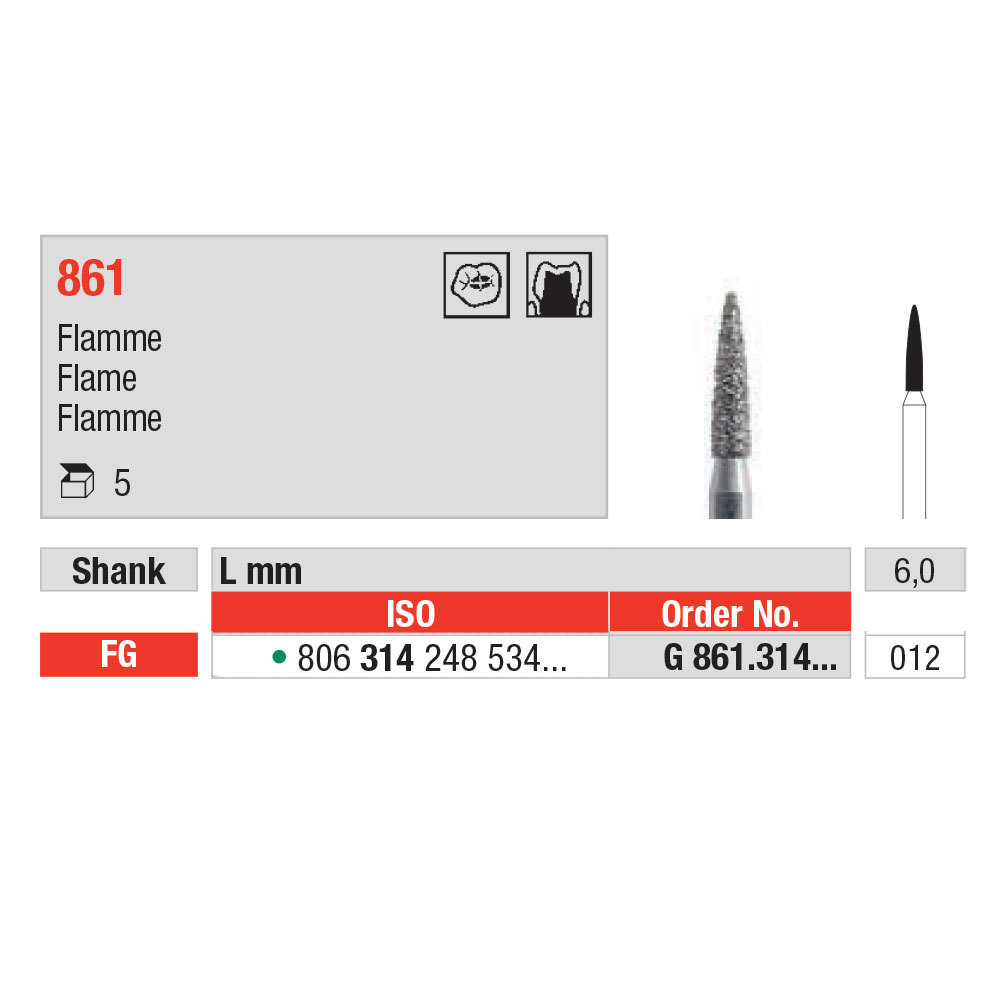 Edenta diamant flamme FG G861/012 grøn, 5 stk.