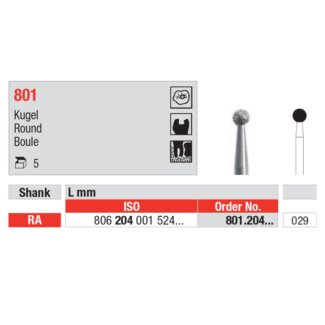 Edenta diamant rund RA 801/029, 6 stk.