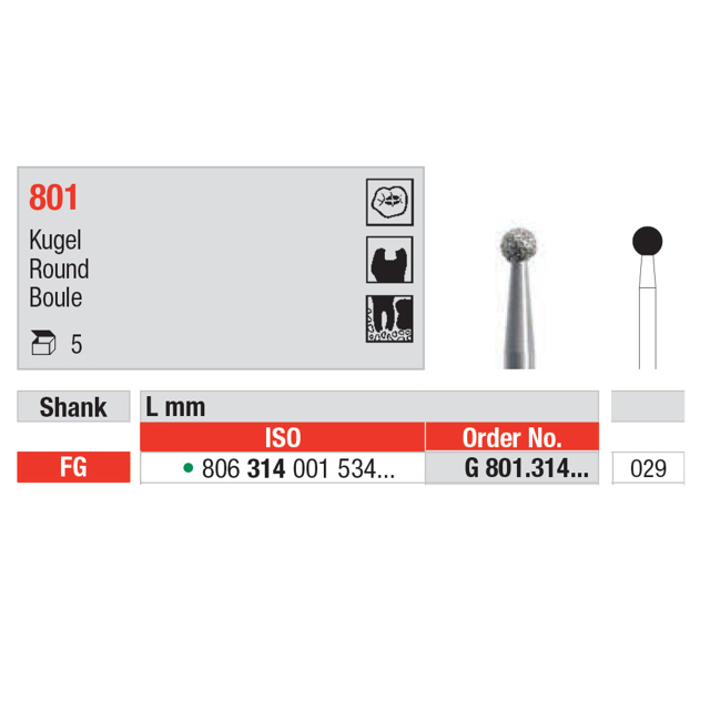 Edenta diamant rund FG G801/029 grøn, 5 stk.