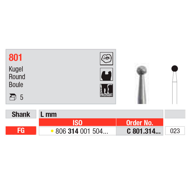 Edenta diamant rund FG C801/023 gul, 5 stk