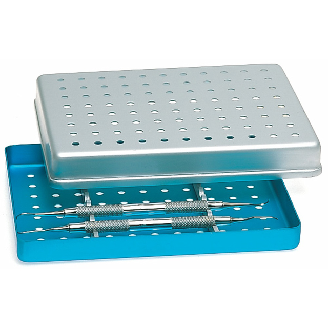 Nichrominox låg til halve aluminiumsbakker, perforeret, grå