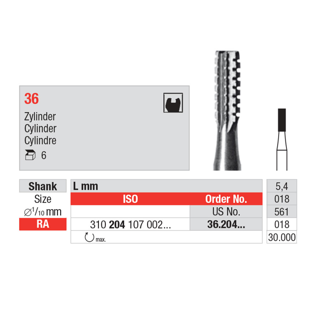 Edenta stålbor fissur RA 018, 6 stk.