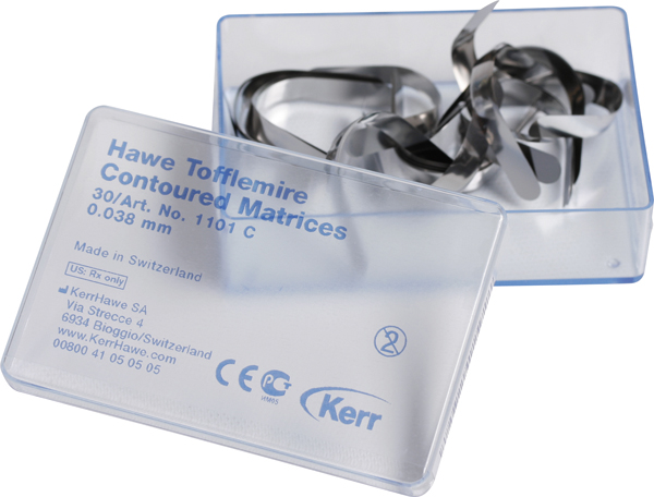 Tofflemire matricer forkont.  0,038 mm, 30 stk.