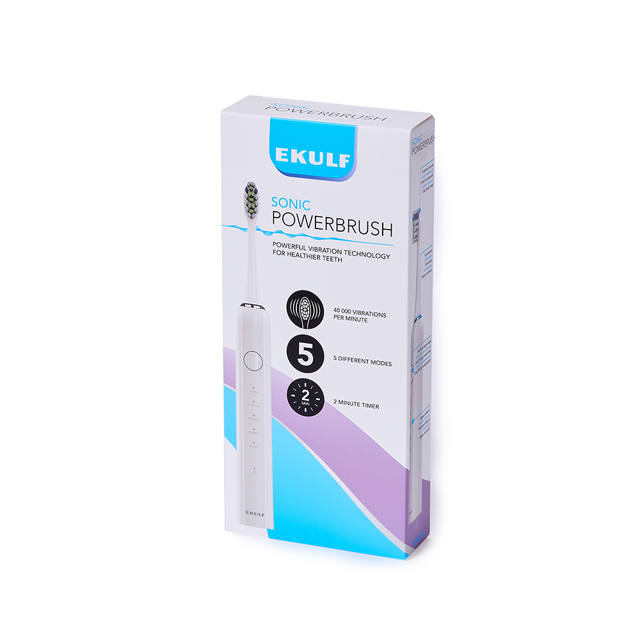 Ekulf Sonic PowerBrush eltandbørste, hvid