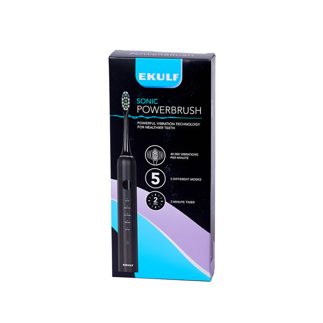 Ekulf Sonic PowerBrush eltandbørste, sort