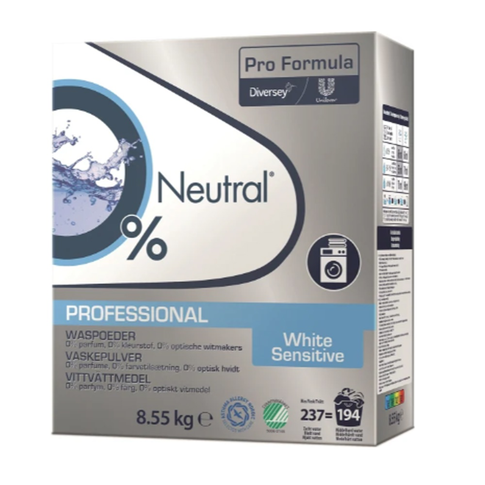 Neutral Prof. White Sensitive, vaskepulver, 8,55 kg