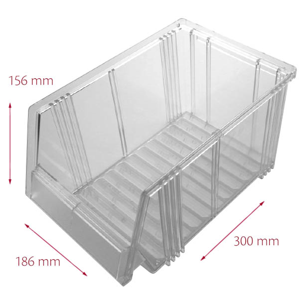 Favorit 4Å 186 x 300 x 156 mm, klar, åben front