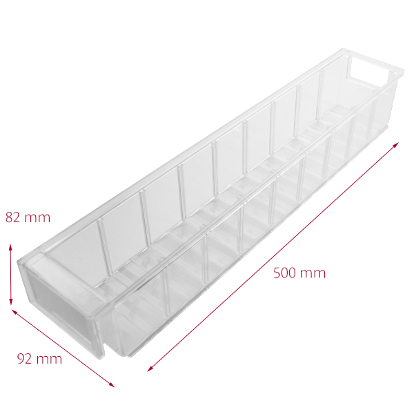 Favorit 3 92 x 500 x 82 mm, klar, lukket front