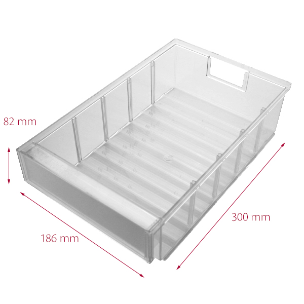 Favorit 6 186 x 300 x 82 mm, klar, lukket front
