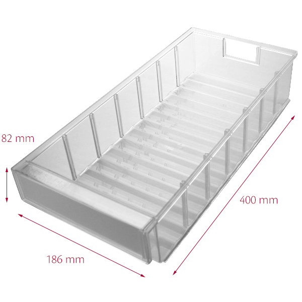 Favorit 7 186 x 400 x 82 mm, klar, lukket front