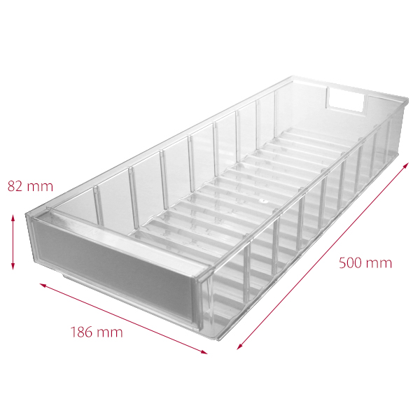 Favorit 8 186 x 500 x 82 mm, klar, lukket front