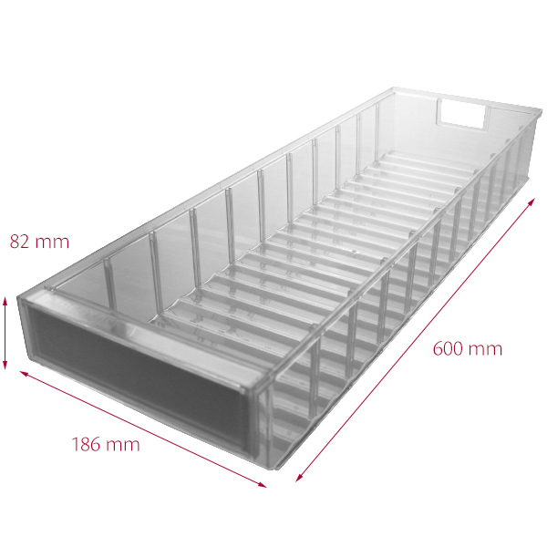 Favorit 9 186 x 600 x 82 mm, klar, lukket front