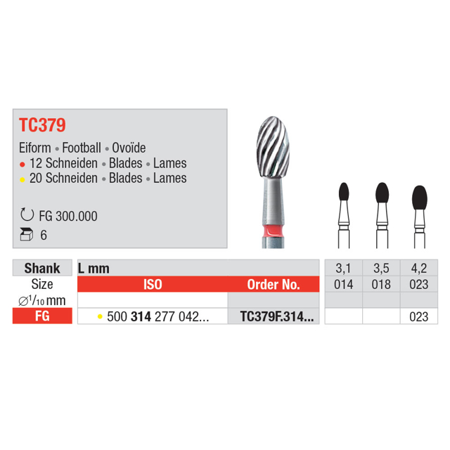 Edenta HM finerbor æg FG TC379F/023, gul, 5 stk.