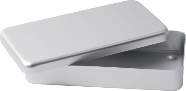 Nichrominox aluminiumskassette m/låg 18 x 9 x 3 cm