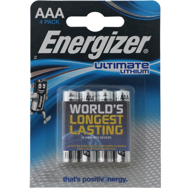 Energizer Lithium batteri , 1,5V AAA, 4 stk.