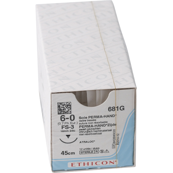 Ethicon sutur 681H 6-0 silke, 36 stk.
